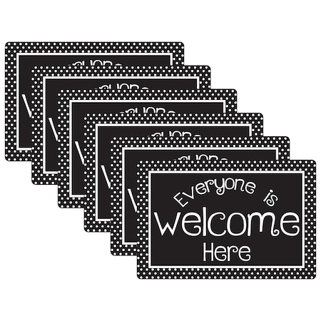 Smart Poly Computer Mouse Pad, 8in. x 10in., Everyone is Welcome Here, BW Dots, 6PK 12509